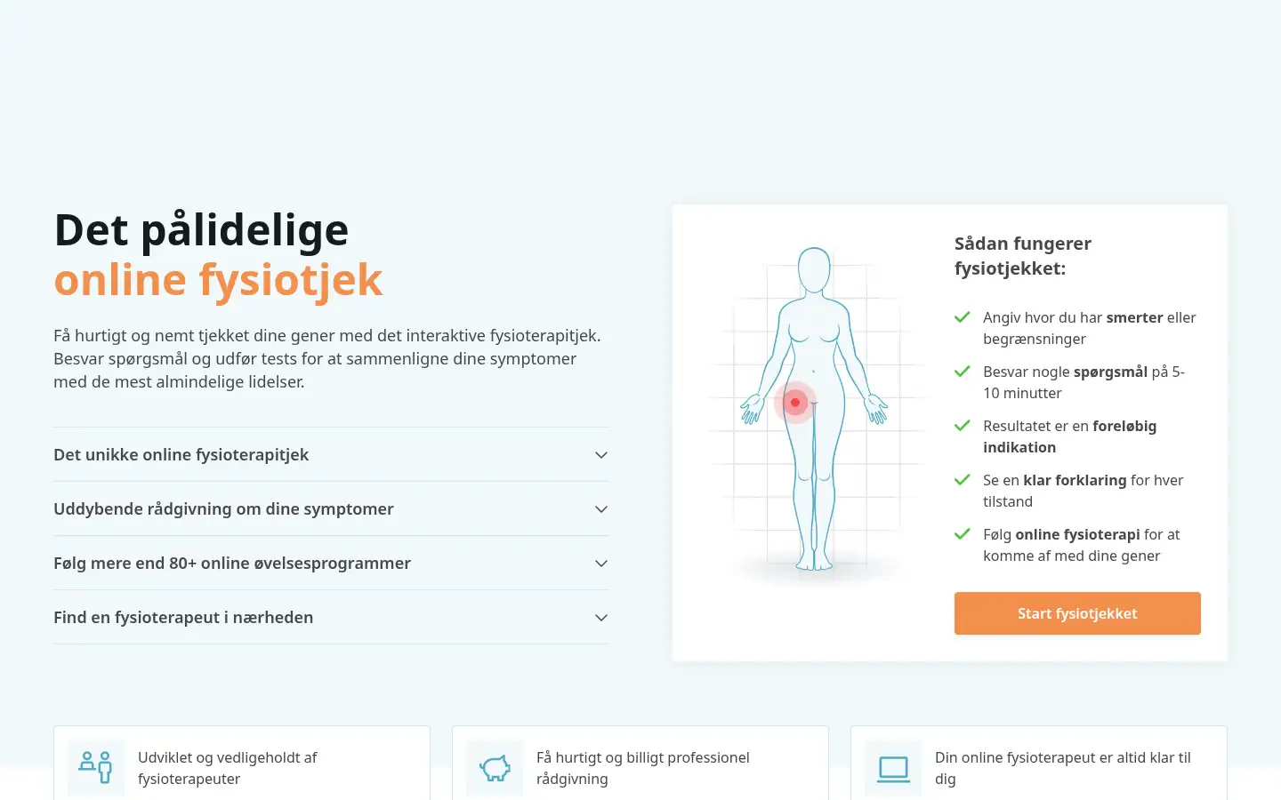 Screenshot of physiocheck.dk
