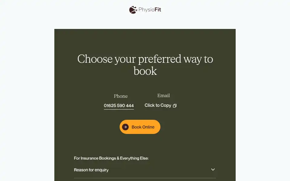 Screenshot of physiofit.co.uk