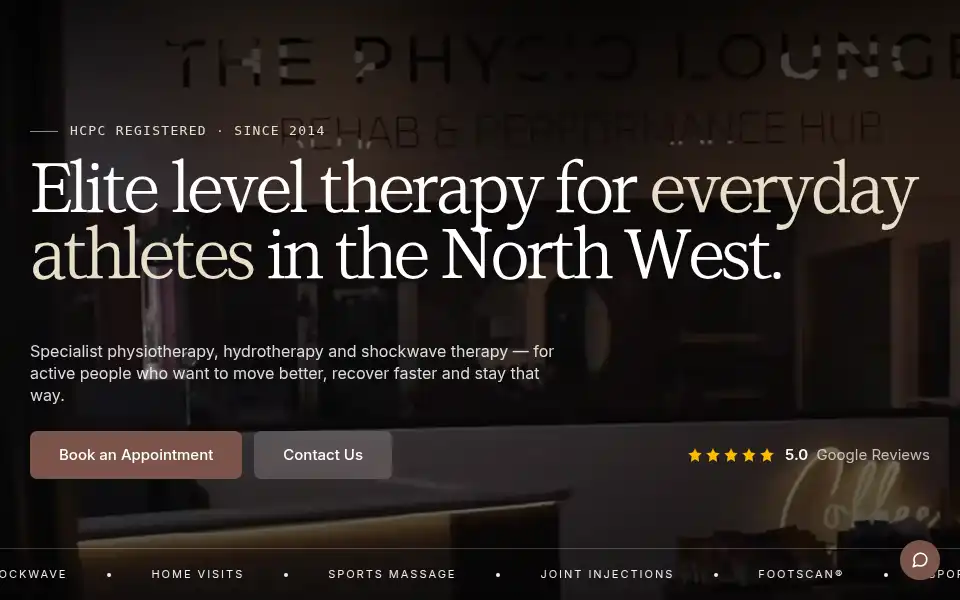 Screenshot of physiolounge.co.uk