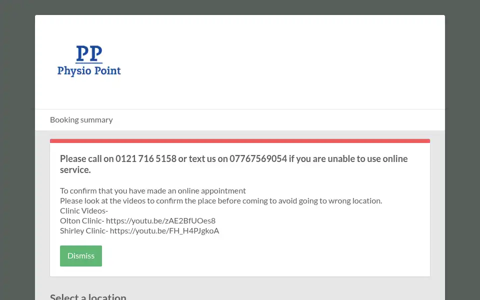 Screenshot of physiopoint.co.uk