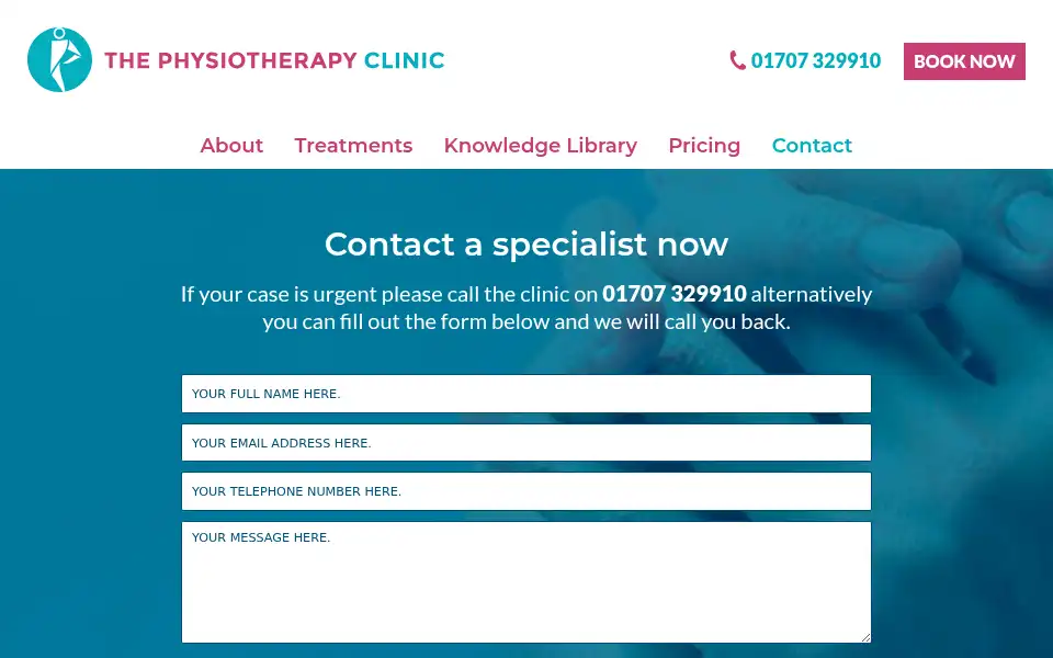 Screenshot of physiotherapyclinic.net