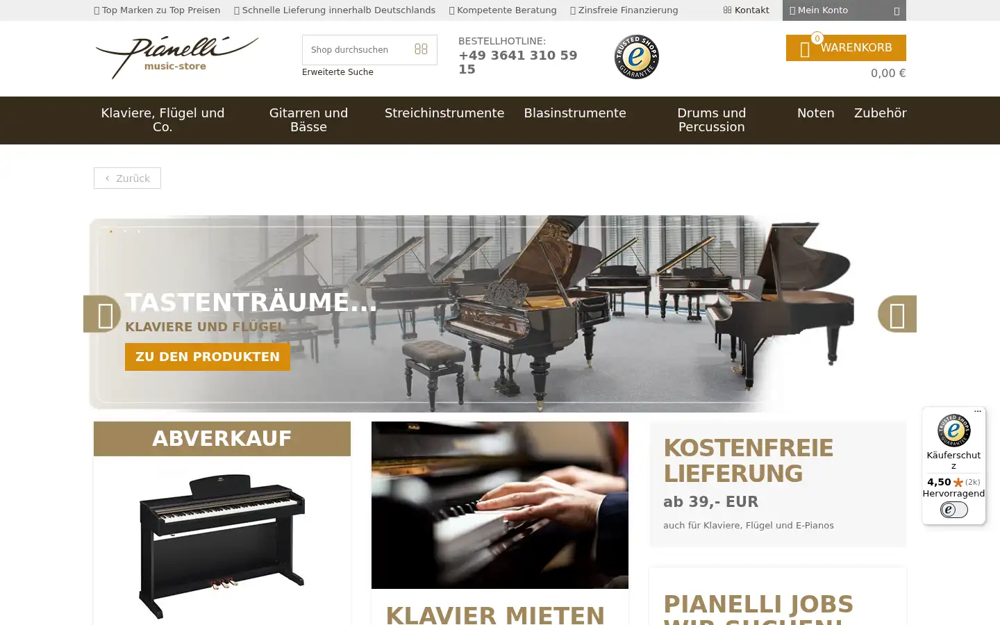 Screenshot of pianelli.de