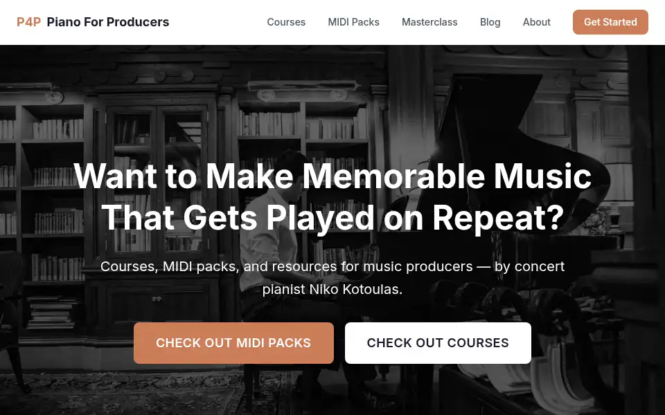 Screenshot of pianoforproducers.com