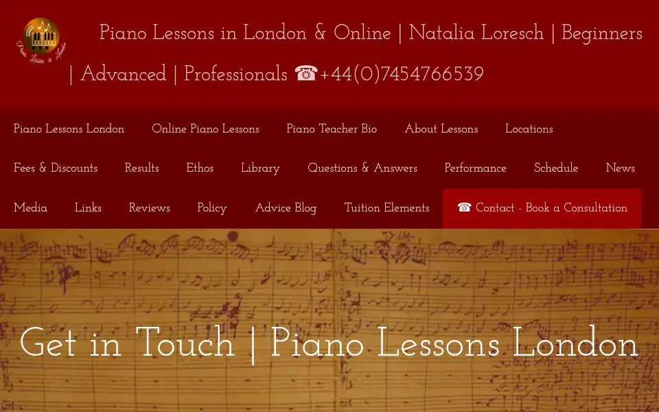 Screenshot of pianolessons-london.co.uk