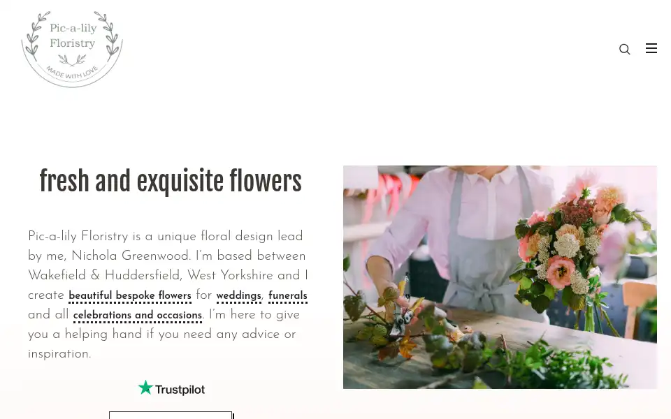 Screenshot of picalilyfloristry.co.uk