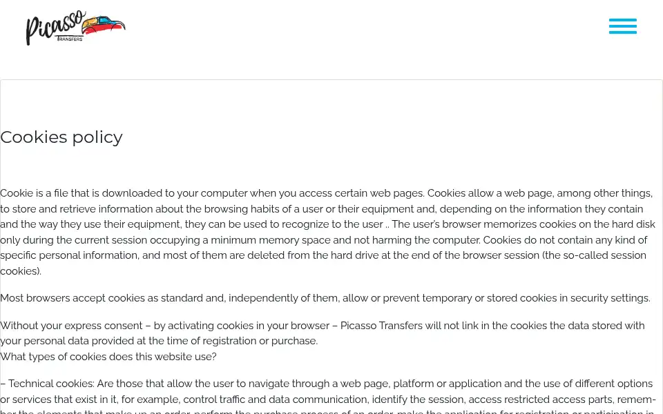 Screenshot of picassotransfers.com