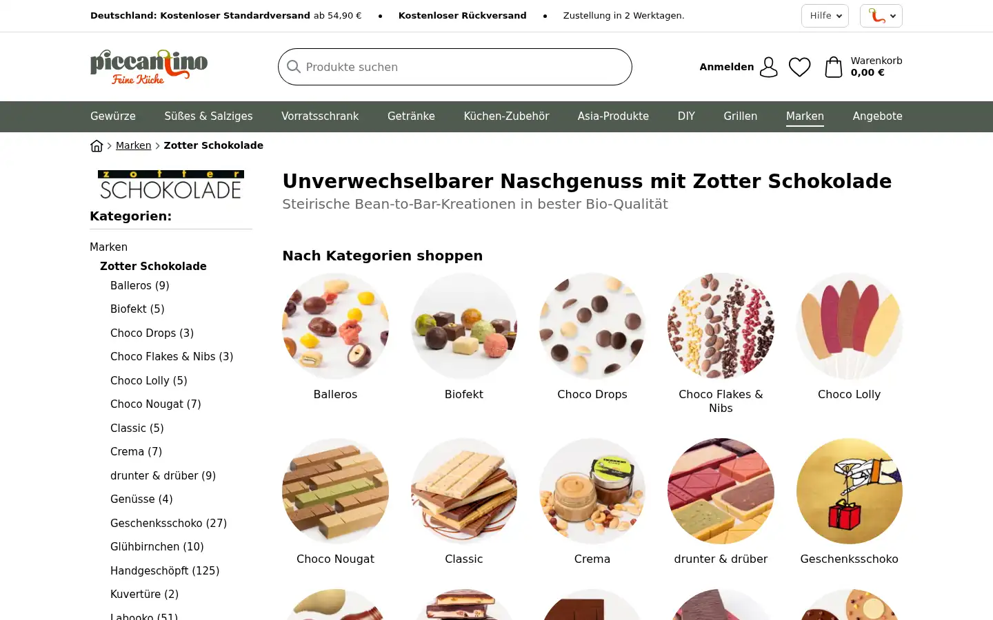 Screenshot of piccantino.de