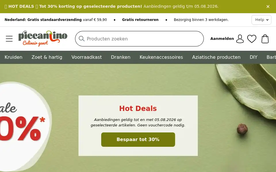 Screenshot of piccantino.nl
