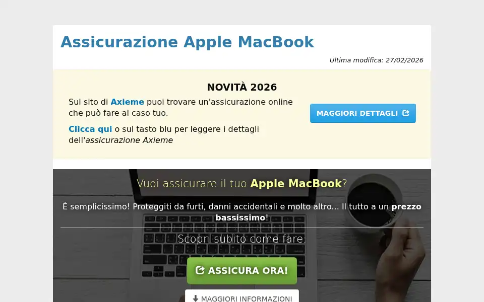 Screenshot of piccoleassicurazioni.com