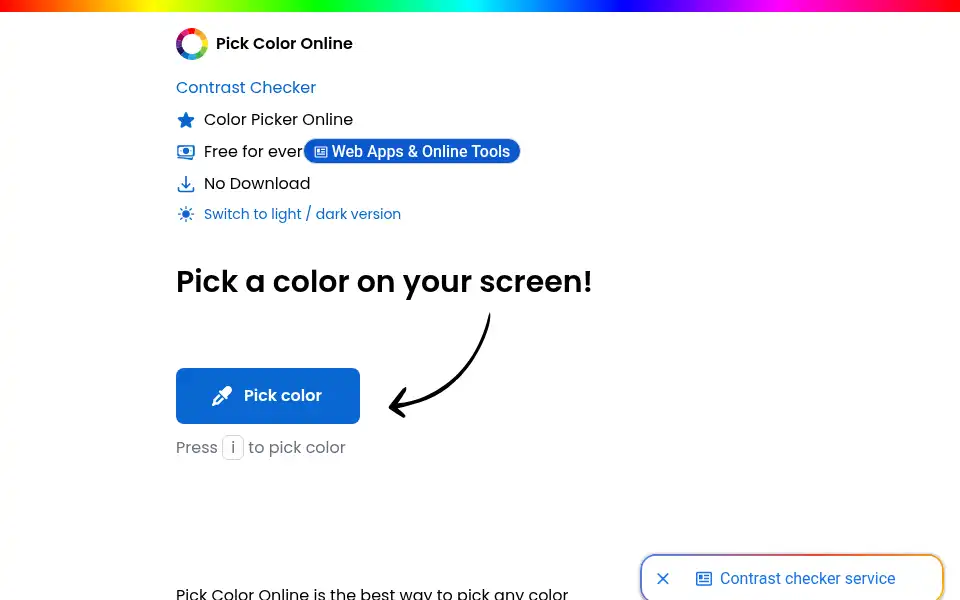 Screenshot of pickcoloronline.com