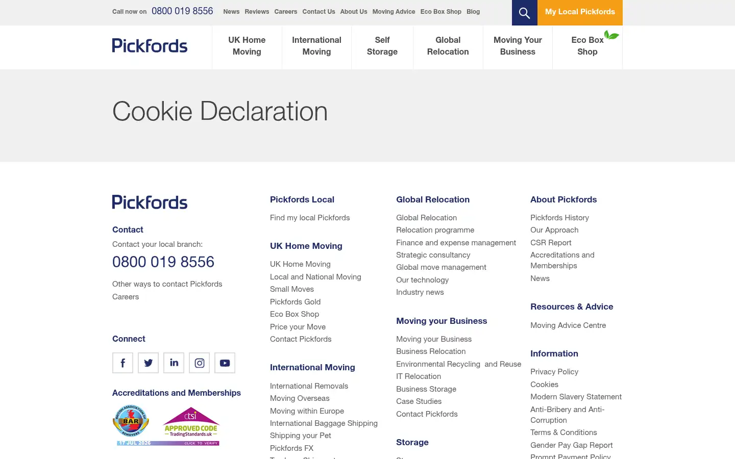 Screenshot of pickfords.co.uk