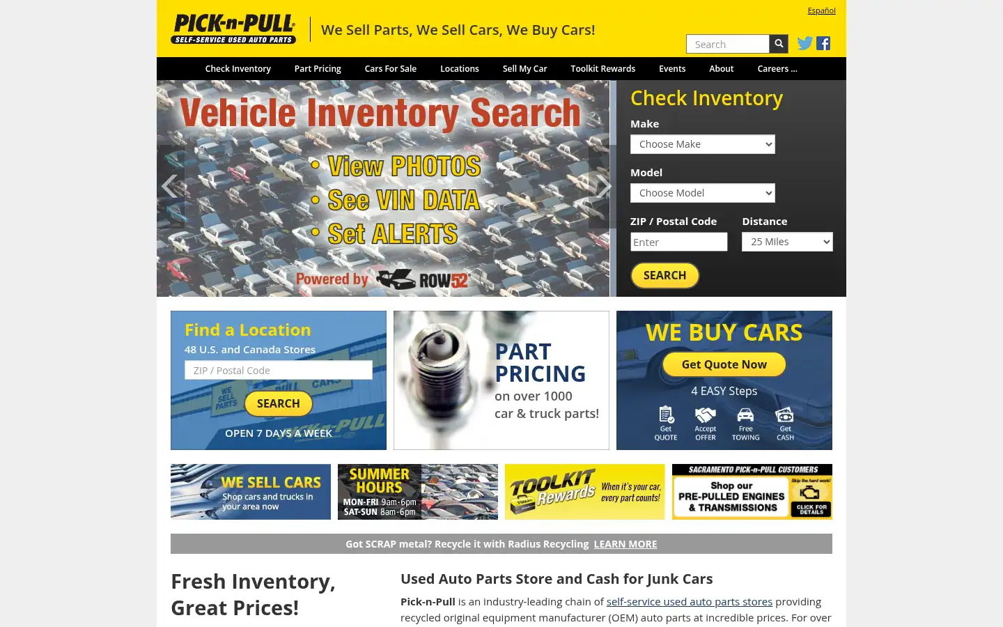 Screenshot of picknpull.com