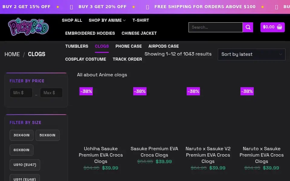 Screenshot of pickypod.com