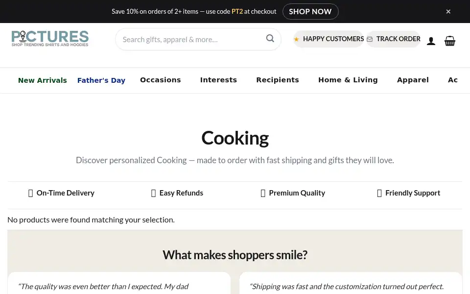 Screenshot of picturestees.com