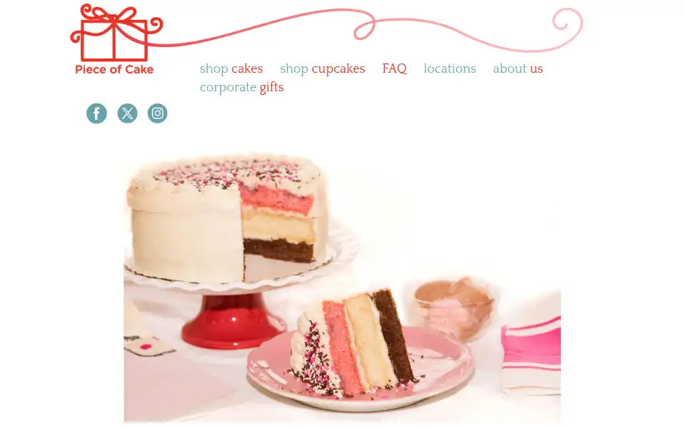 Screenshot of pieceofcakeinc.com
