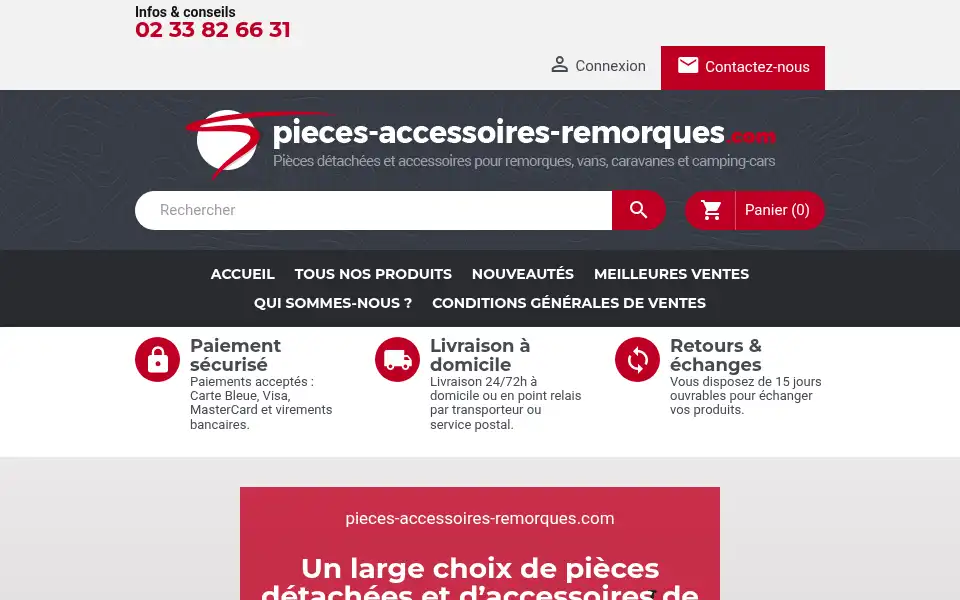 Screenshot of pieces-accessoires-remorques.com