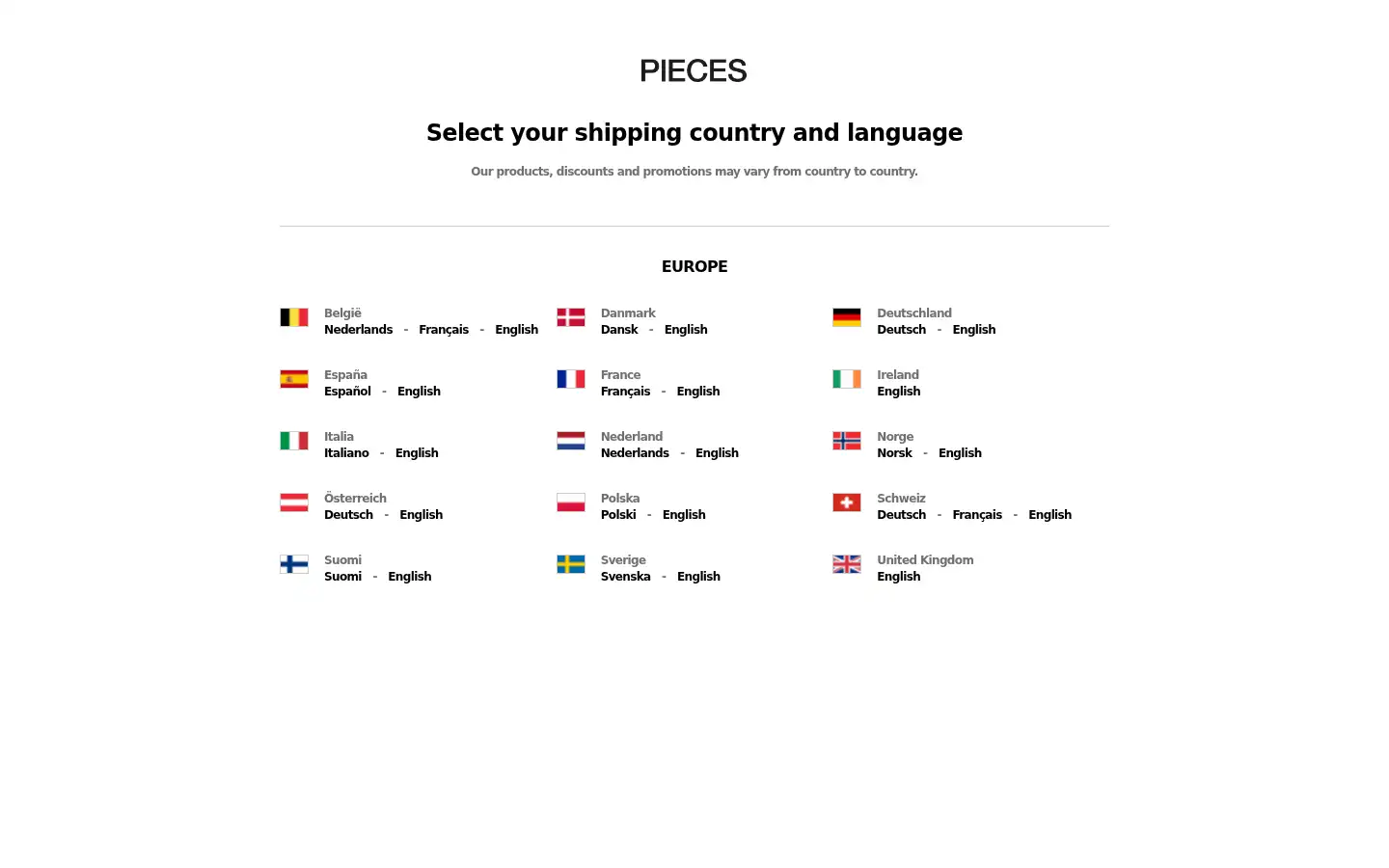 Screenshot of pieces.com