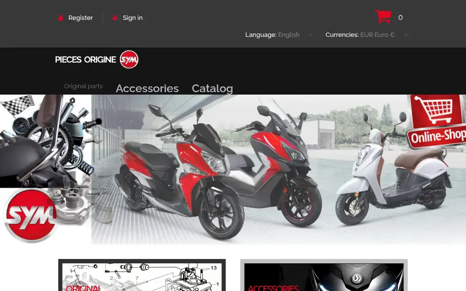 Screenshot of pieces-origine-sym.fr