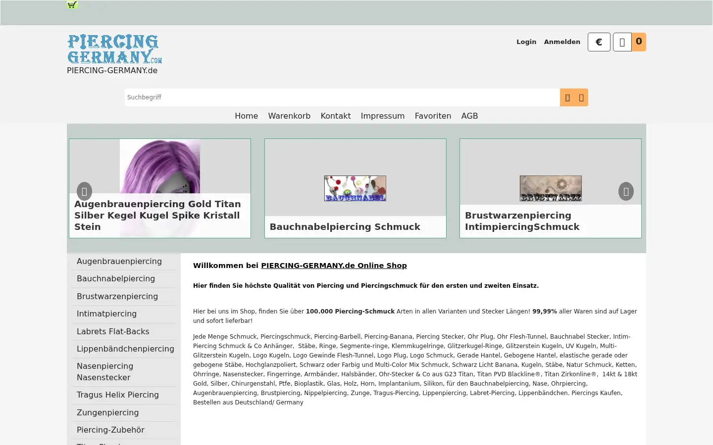Screenshot of piercing-germany.de