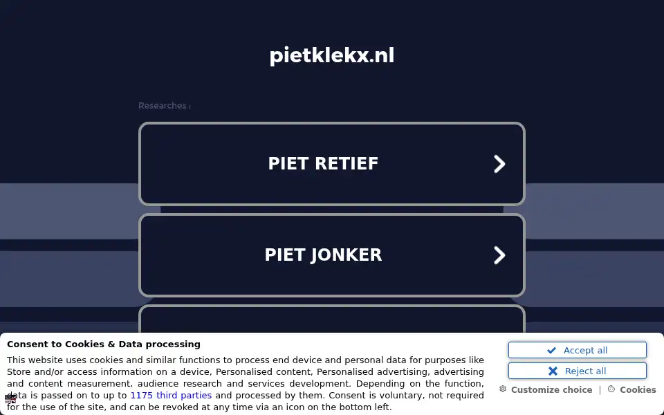 Screenshot of pietklekx.nl