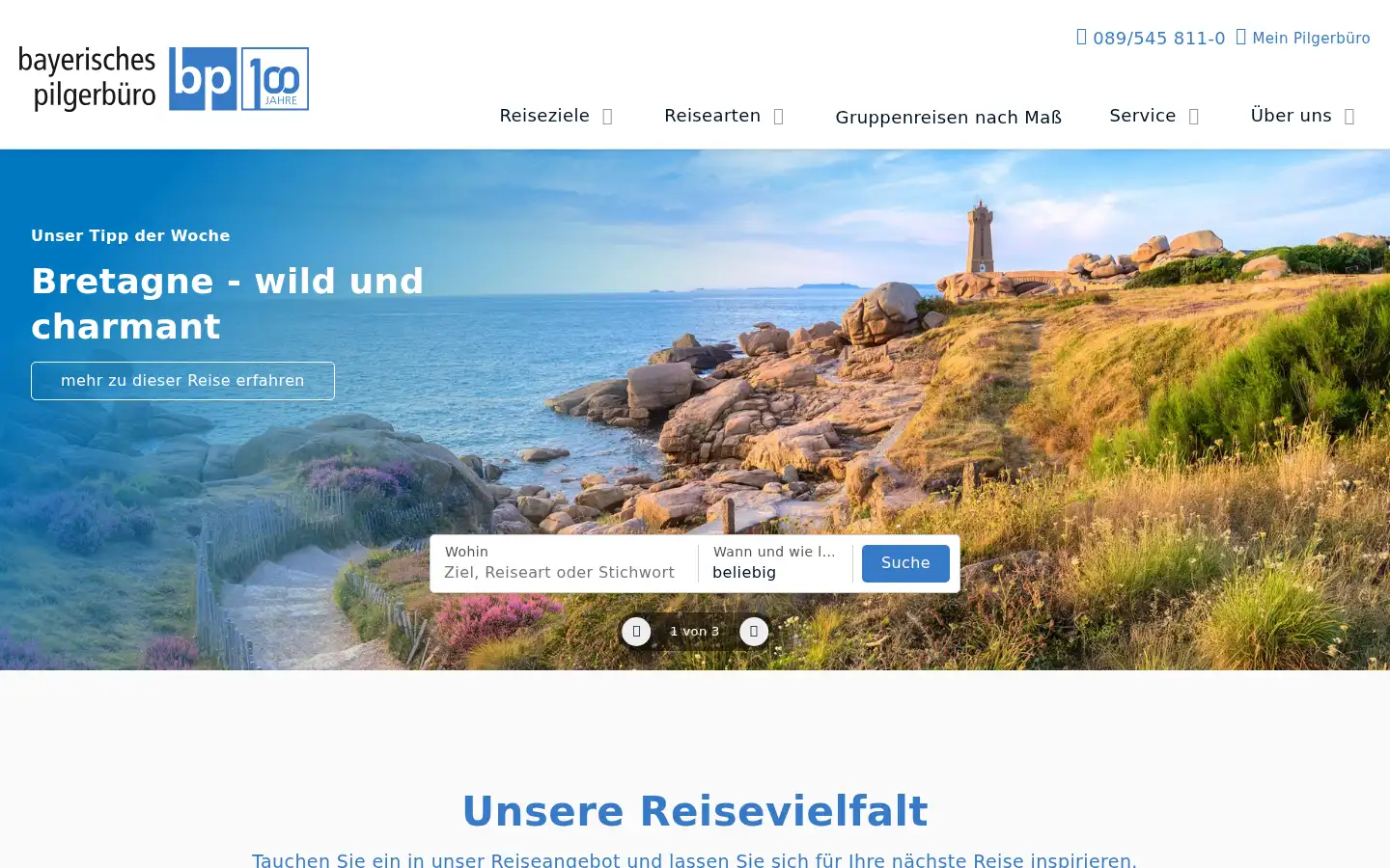Screenshot of pilgerreisen.de
