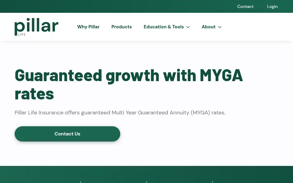 Screenshot of pillarlife.com