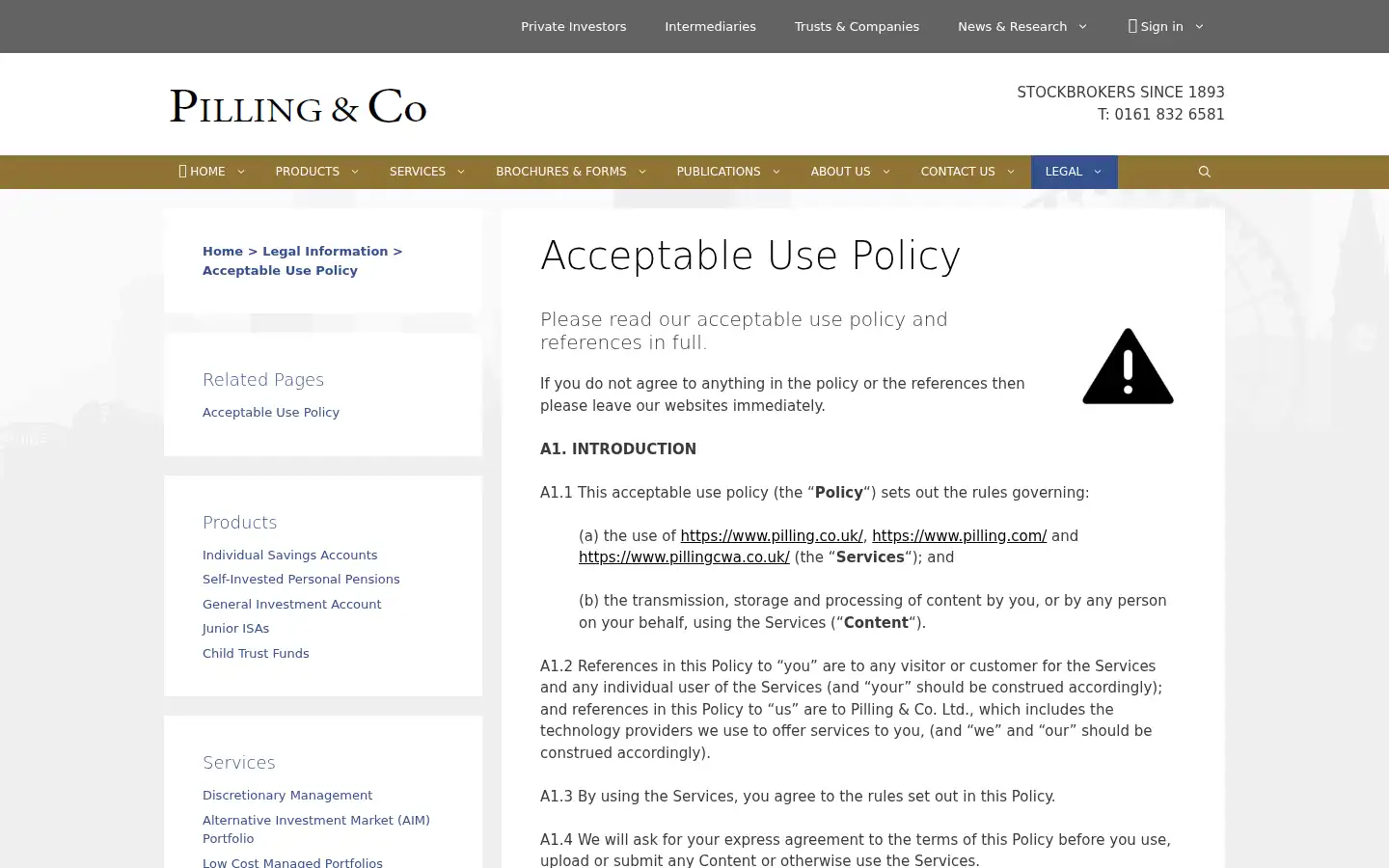 Screenshot of pilling.co.uk