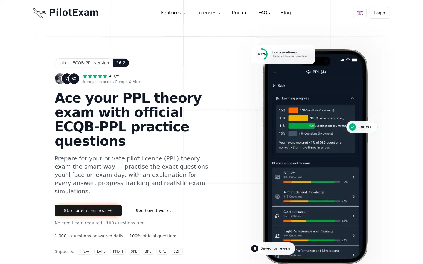 Screenshot of pilotexam.pro
