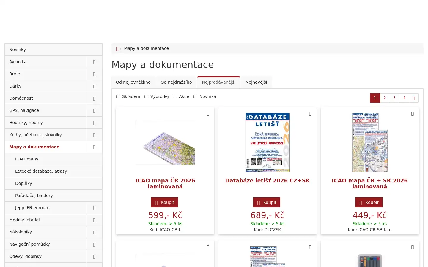 Screenshot of pilotshop.cz