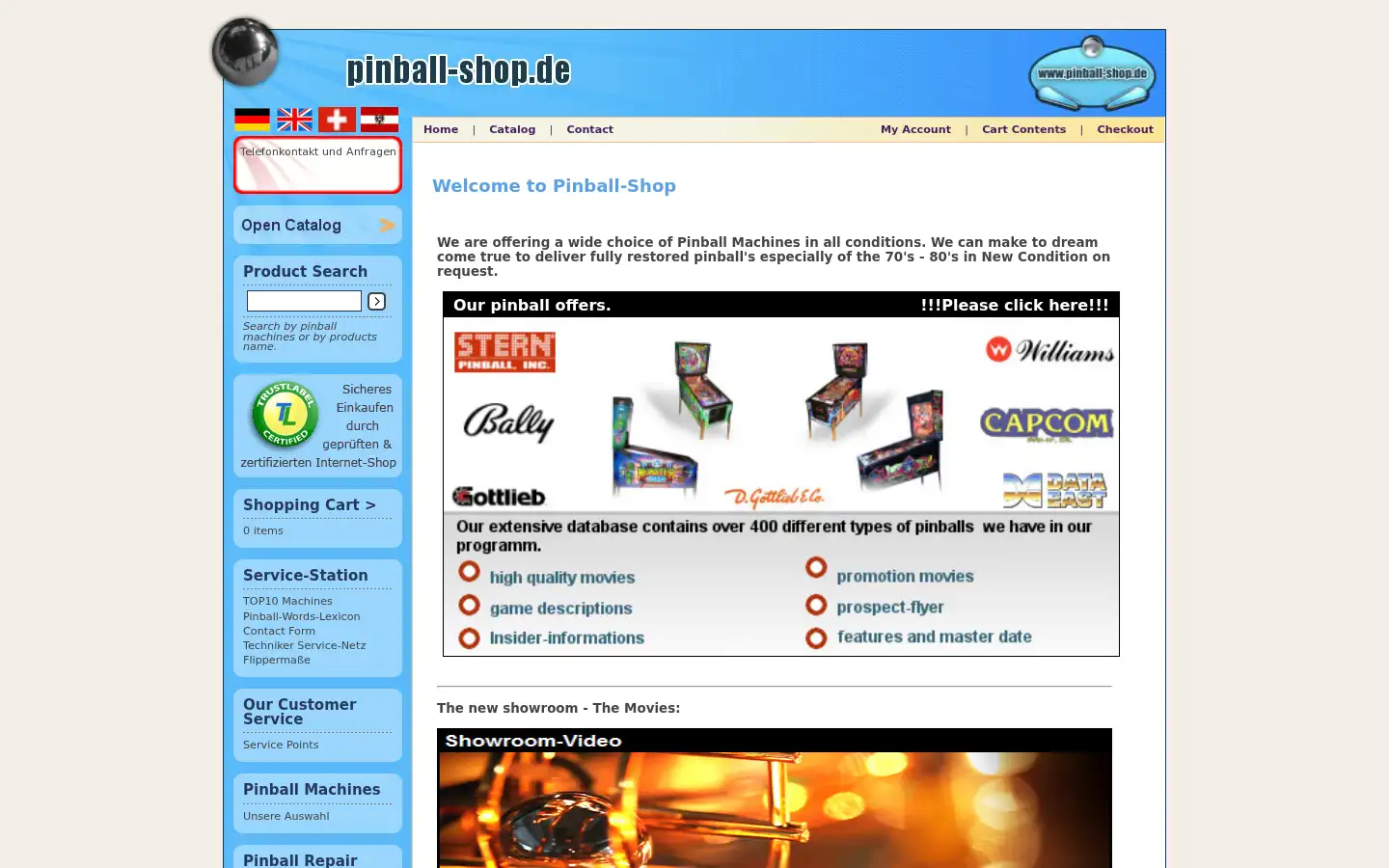 Screenshot of pinball-shop.de