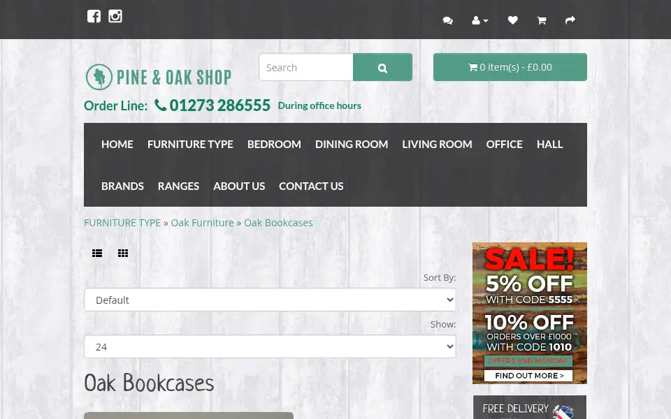 Screenshot of pineandoakshop.co.uk