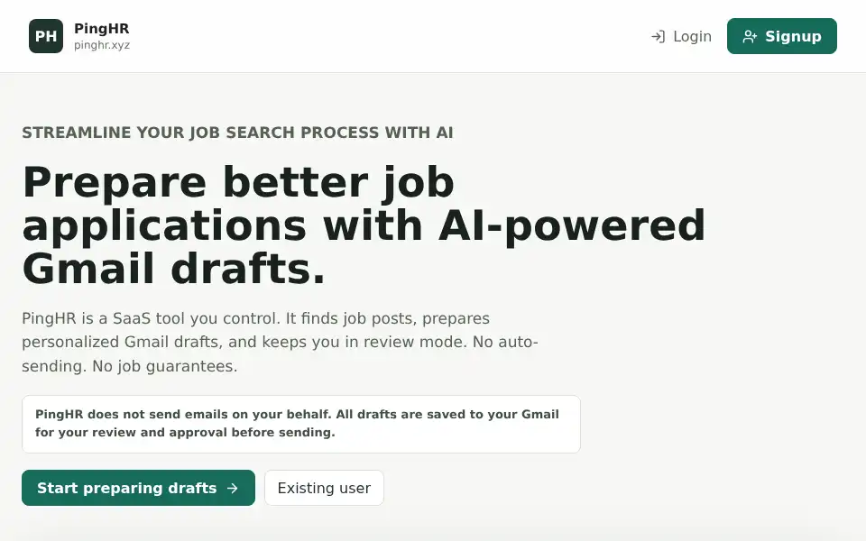 Screenshot of pinghr.xyz