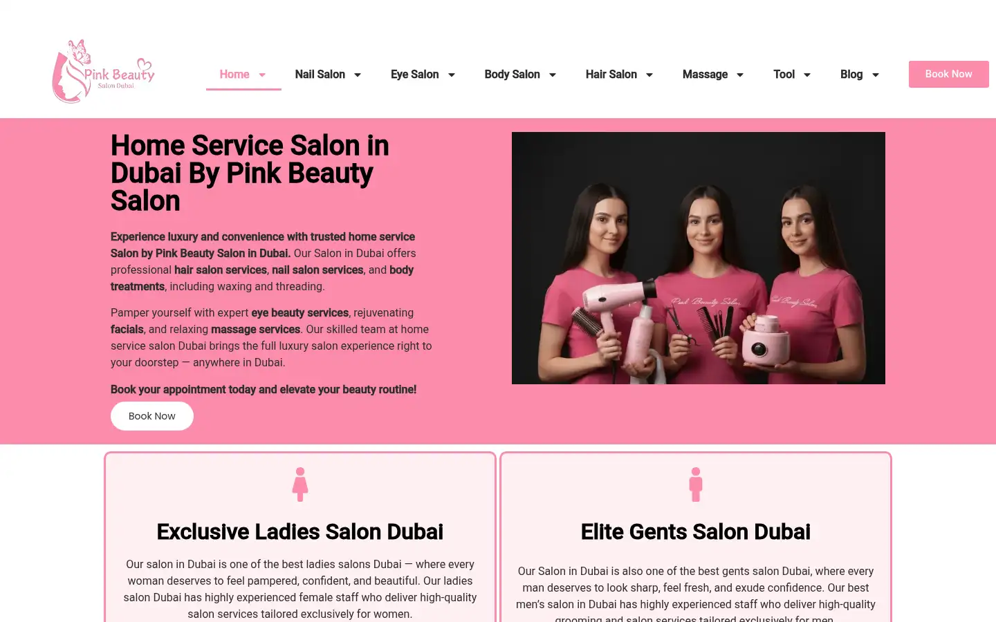 Screenshot of pinkbeautysalon.ae