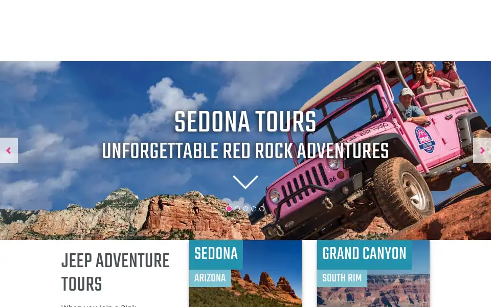 Screenshot of pinkjeeptours.com