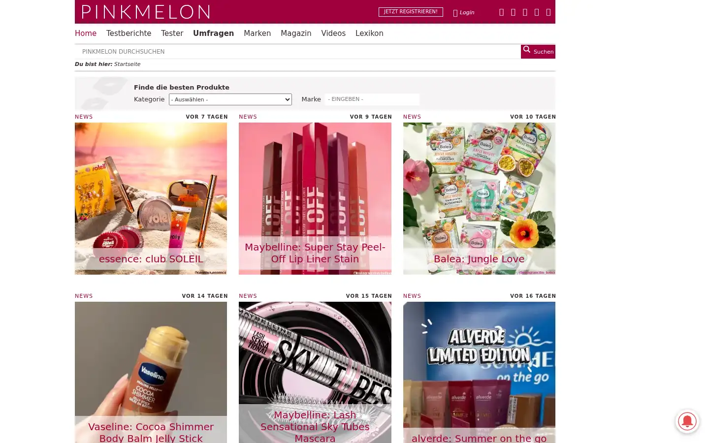 Screenshot of pinkmelon.de