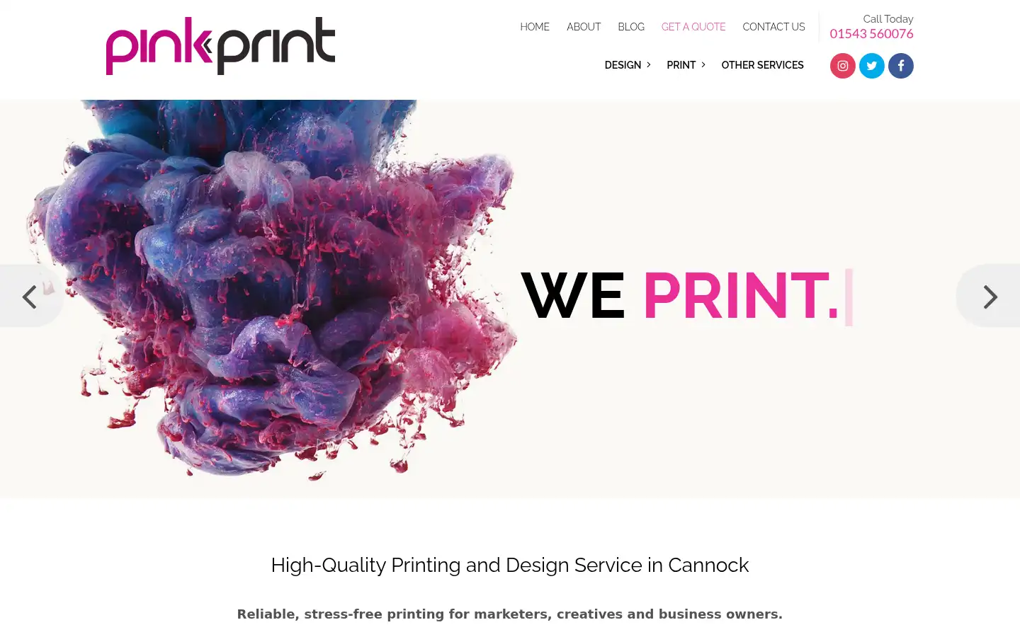 Screenshot of pinkprintsolutions.co.uk