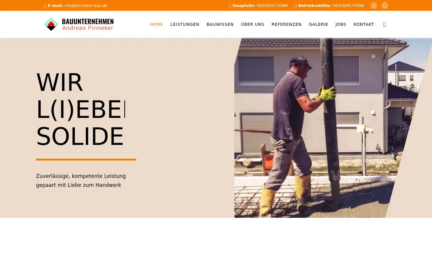 Screenshot of pinneker-bau.de