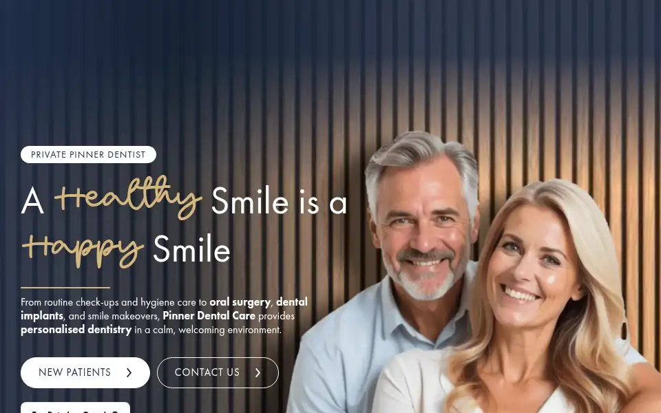 Screenshot of pinnerdentalcare.co.uk