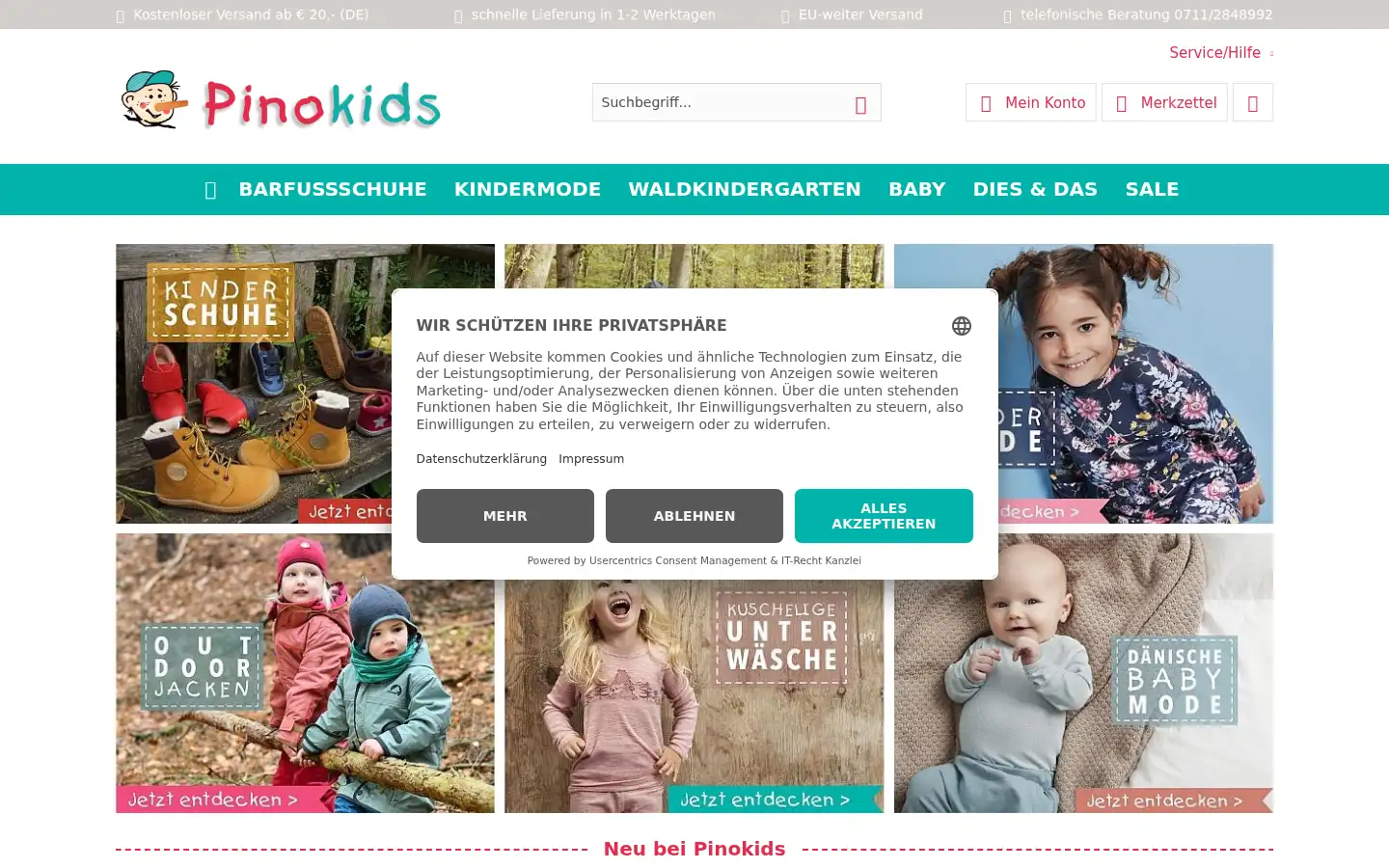 Screenshot of pinokids-shop.de