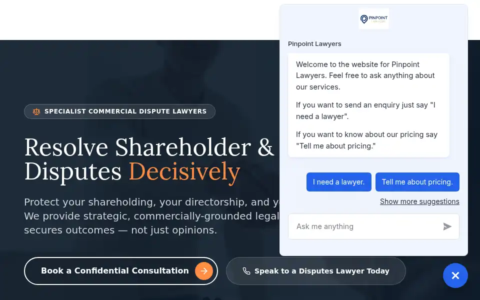 Screenshot of pinpointlawyers.com