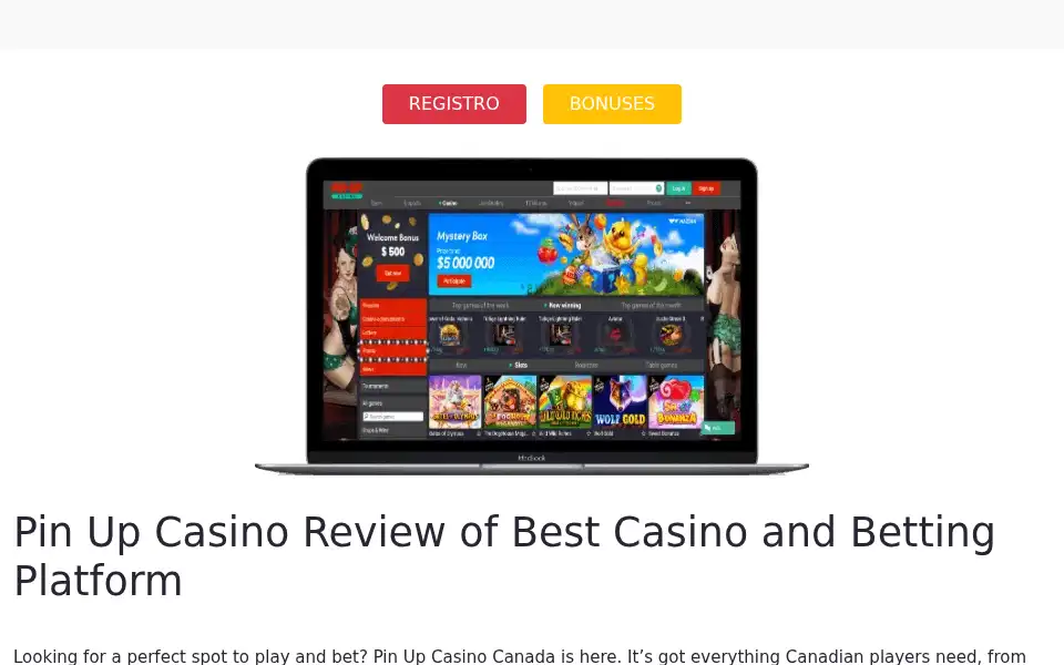 Screenshot of pinupcasino.ca