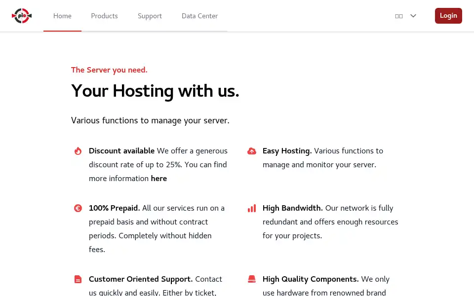 Screenshot of pio.hosting