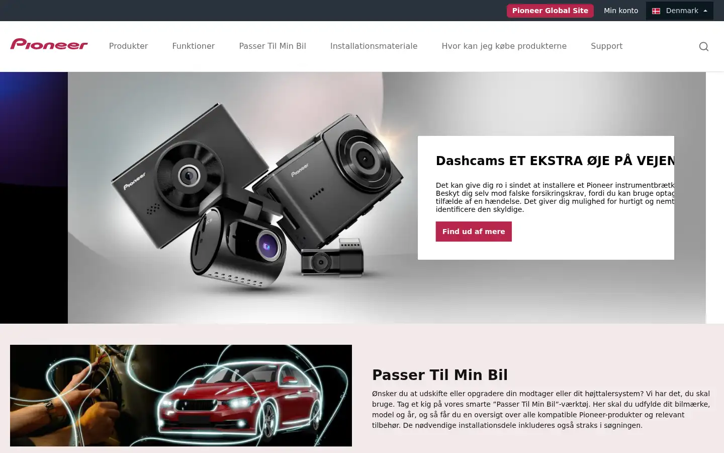 Screenshot of pioneer.dk