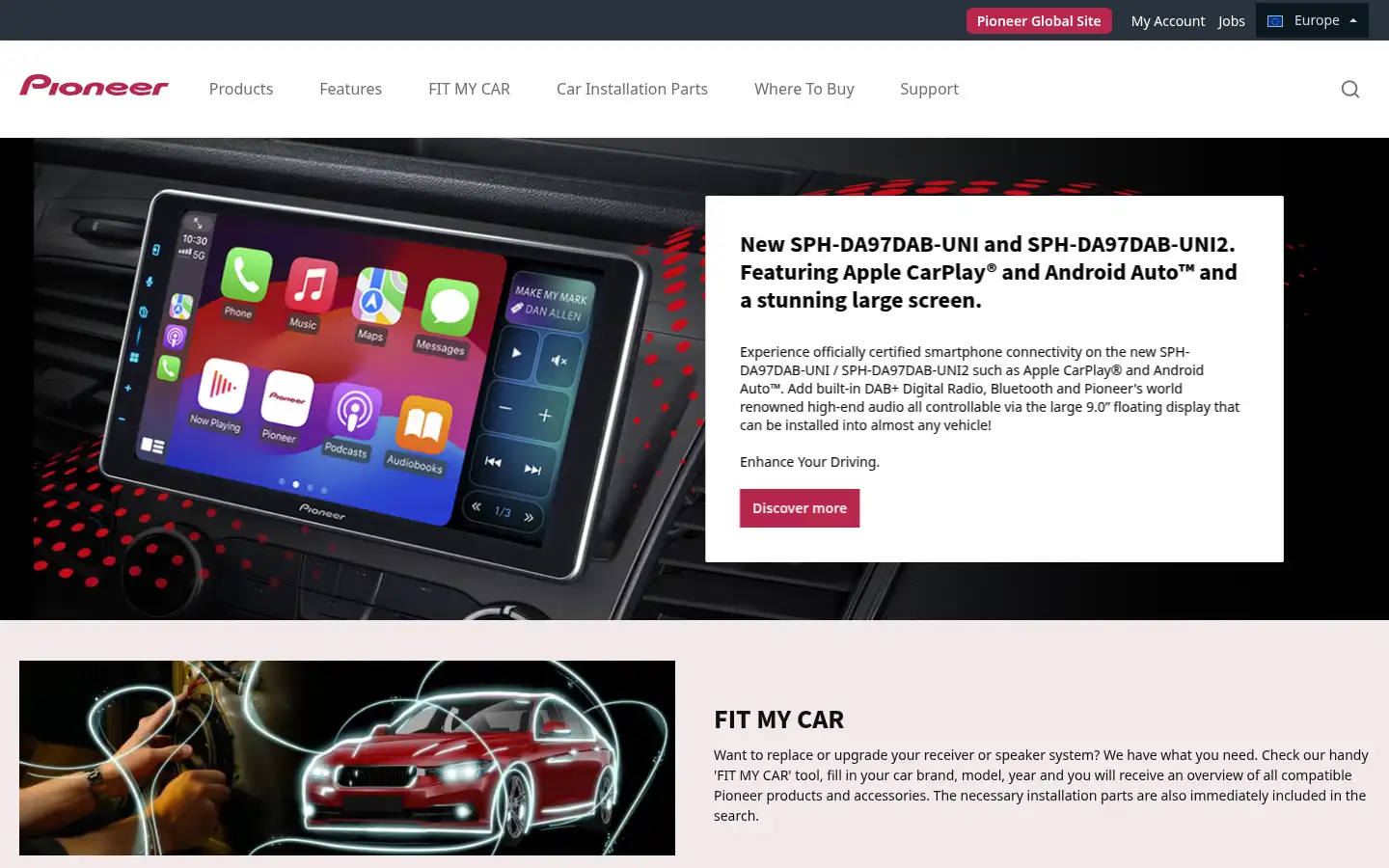 Screenshot of pioneer.eu