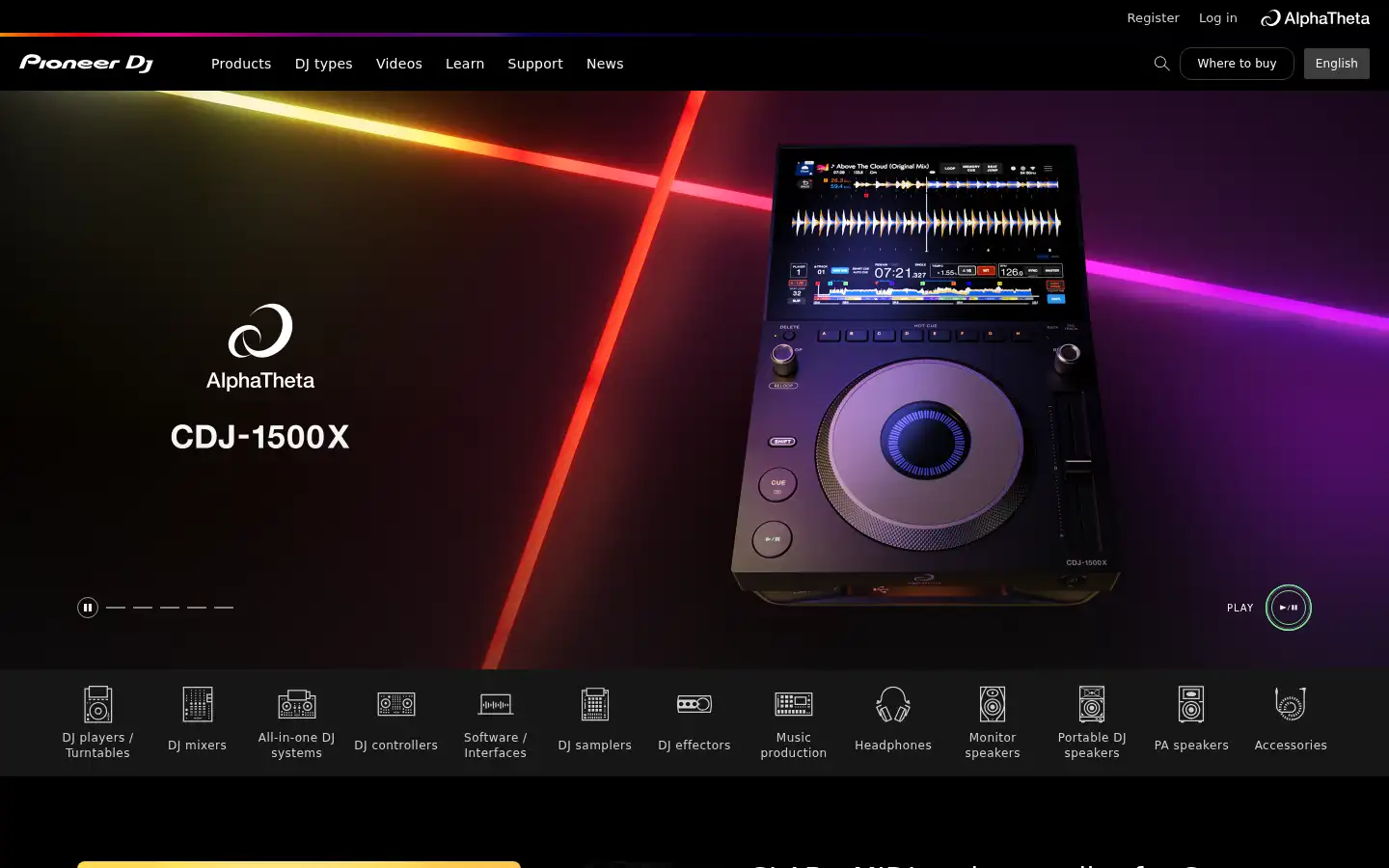 Screenshot of pioneerdj.com