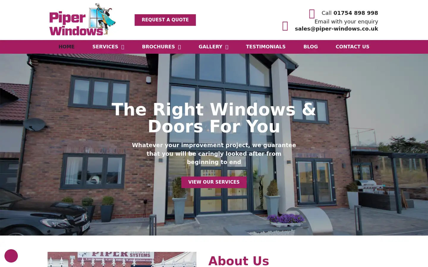 Screenshot of piper-windows.co.uk