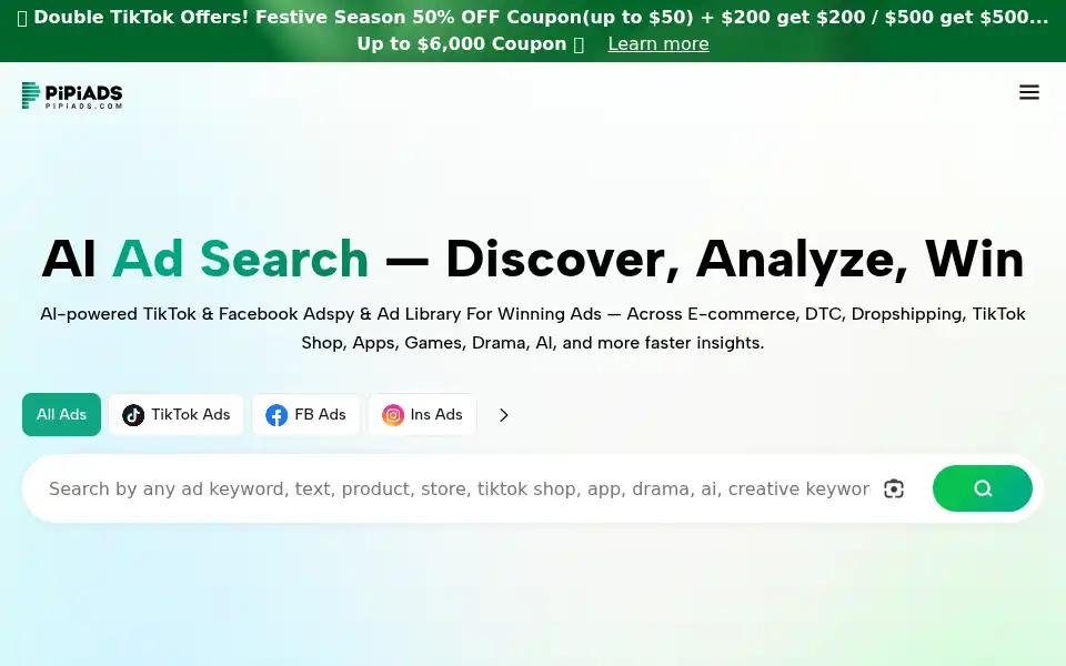Screenshot of pipiads.com
