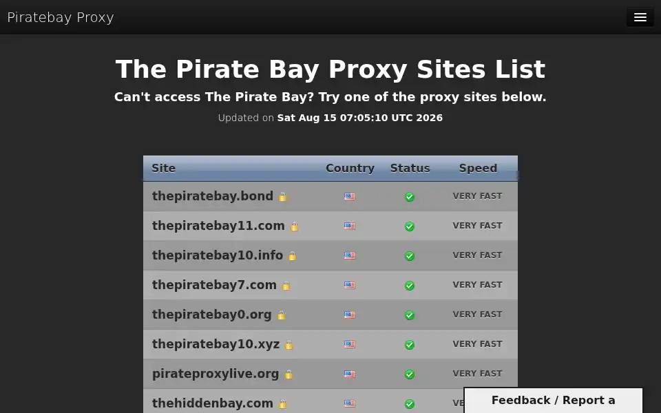 Screenshot of piratebayproxy.info
