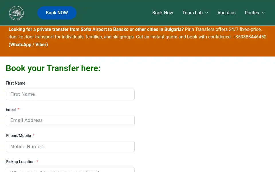 Screenshot of pirintransfers.com