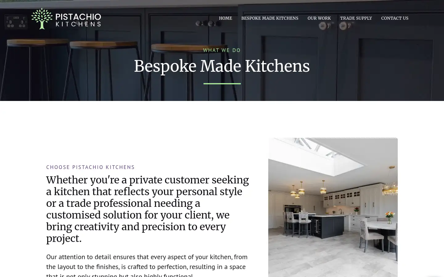 Screenshot of pistachiokitchens.com